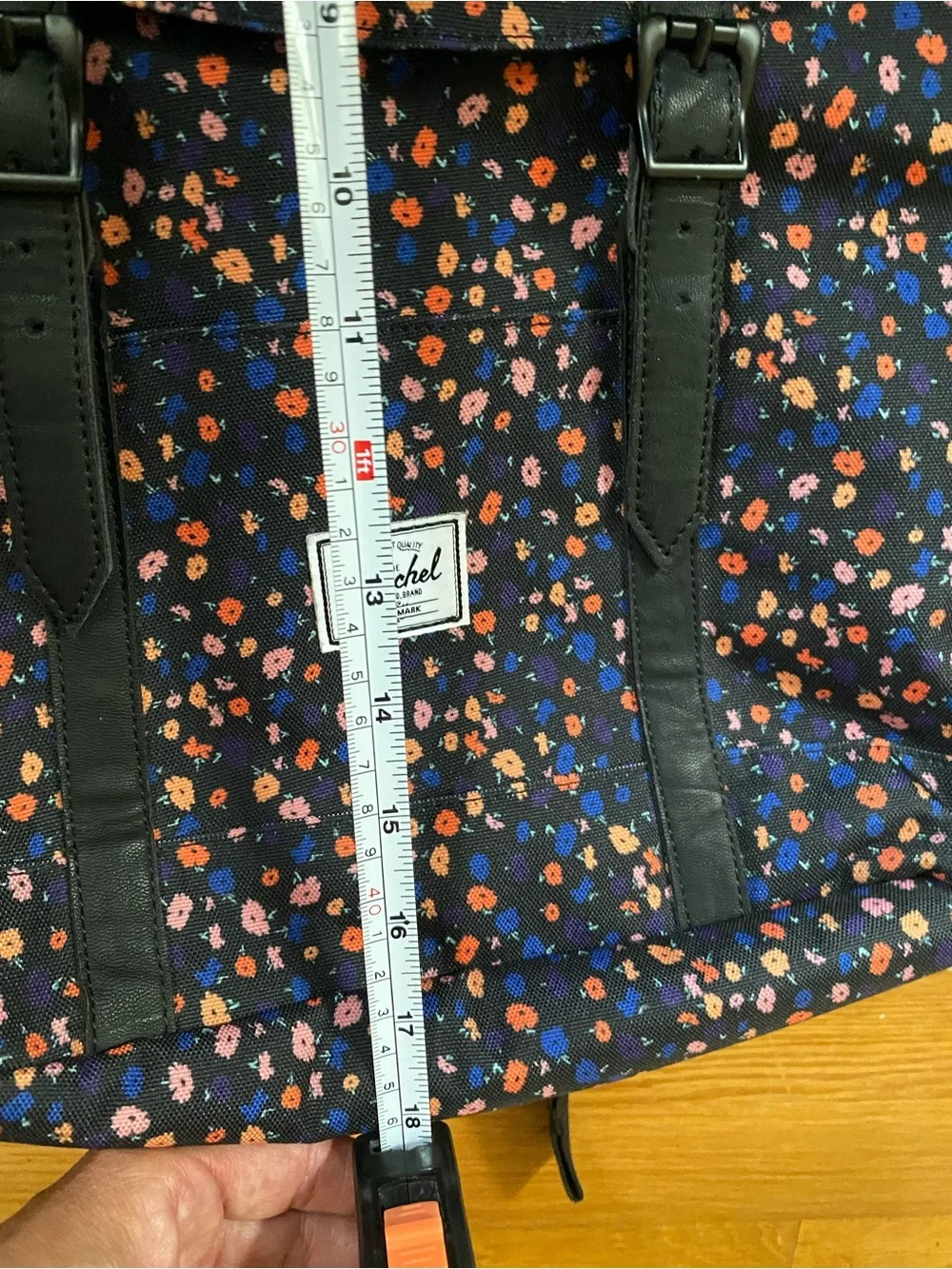 Herschel Floral Backpack in Black w/Orange & Blue Laptop School Travel